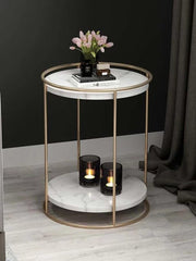 HT Two Layers Marble Side Table (Gold)