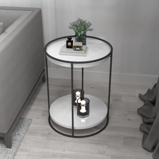 HT Two Layers Marble Side Table (Black)