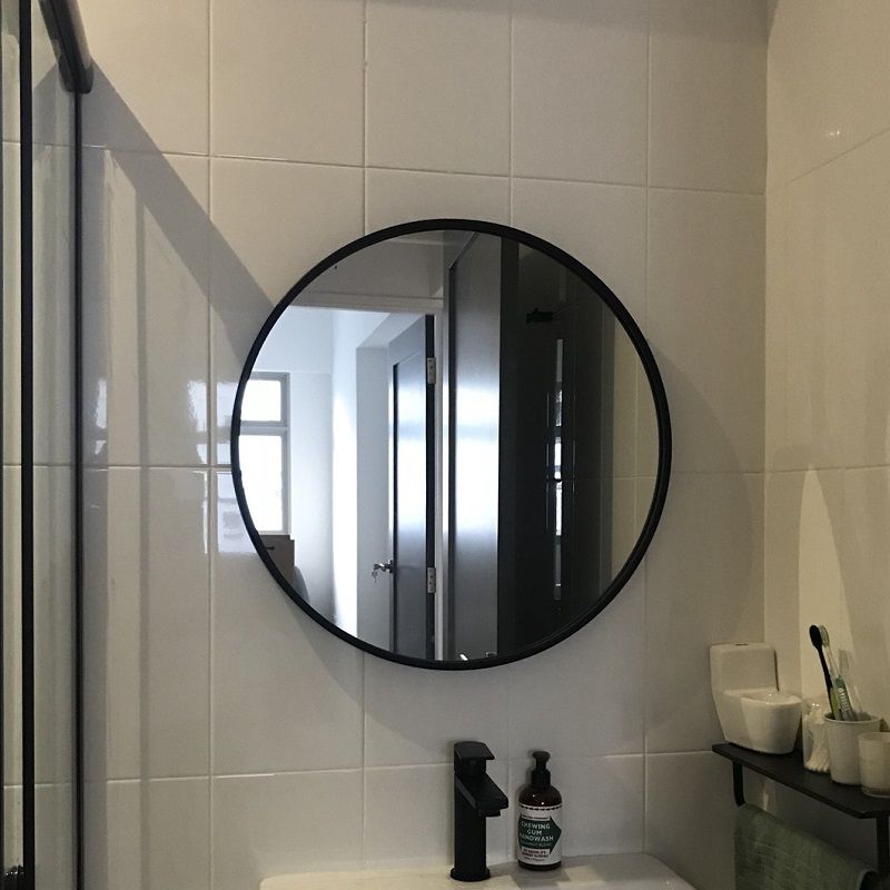 Black Round Mirror 20"