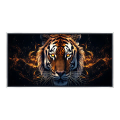 Premium Fierce Tiger Head Canvas Wall Art | Dramatic Dark Animal Portrait