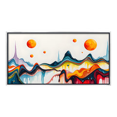 Premium Vibrant Abstract Fluid Art Landscape Canvas | Modern Dripping Paint Surreal Planets Wall Art