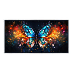 Premium Vibrant Butterfly Canvas Wall Art | Blue and Orange Glowing Wings Painting