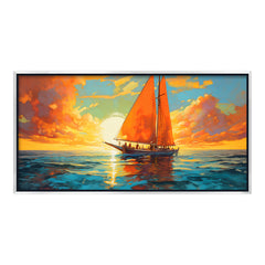 Premium Abstract Sunset Sailboat Canvas Art
