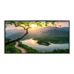 Golden Hour Mountain Lake premium Canvas Painting