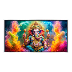 Premium Vibrant Ganesha Canvas Art | Lord Ganesh Hindu God Painting