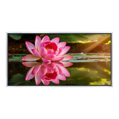 Premium Large Calming Lotus Pond Painting | Modern Floral Nature Canvas for Living Room