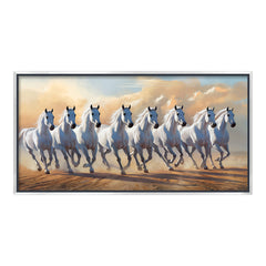 Premium 7 Running White Horses Wall Art