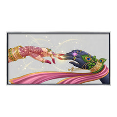 Premium Radha Krishna Hands Canvas Art | Divine Love Spiritual Wall Decor