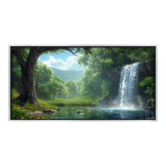 Premium Waterfall Landscape Canvas Art | Peaceful Forest Stream Painting