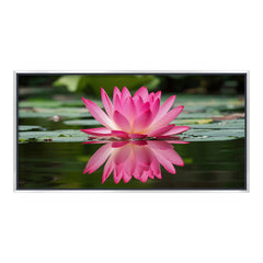 Premium Pink Lotus Flower Wall Art | Serene Water Reflection Canvas Print for Home Decor