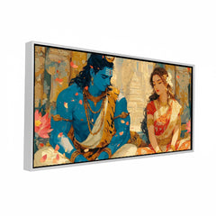 Lord Shiva and Goddess Parvati Divine Couple Art | Spiritual Hindu God Canvas Print
