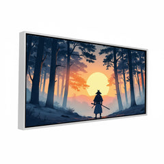 The Lone Warrior's Journey: Samurai Sunset Silhouette – Exclusive Fine Art Canvas