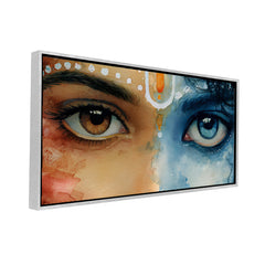 Premium Radha Krishna Eyes Canvas Art | Divine Vision Spiritual Painting