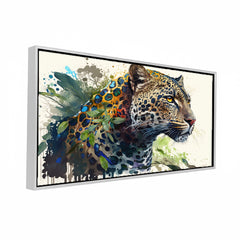Jungle Cat Fusion: Jaguar Profile with Organic Splatter Art – Contemporary Gallery Quality Decor