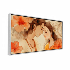 Premium Radha Krishna Divine Love Canvas Art | Peaceful Couple Portrait Painting