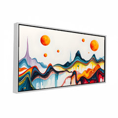 Premium Vibrant Abstract Fluid Art Landscape Canvas | Modern Dripping Paint Surreal Planets Wall Art