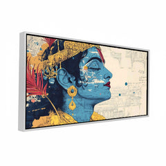 Lord Krishna Profile Portrait Canvas Art | Modern Ornate Hindu Deity Spiritual Print