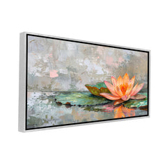 Premium Luxury Textured Lotus Flower Canvas  Painting