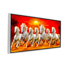 Premium Seven Running Horses at Sunrise Canvas Painting for Wall Decors