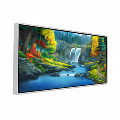 Serene Mountain Waterfall: Enchanted Forest Landscape – Premium Canvas Wall Art