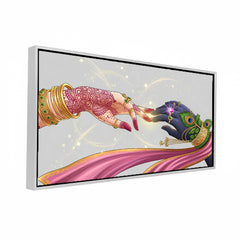Premium Radha Krishna Hands Canvas Art | Divine Love Spiritual Wall Decor