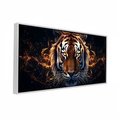 Premium Fierce Tiger Head Canvas Wall Art | Dramatic Dark Animal Portrait