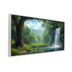 Premium Waterfall Landscape Canvas Art | Peaceful Forest Stream Painting