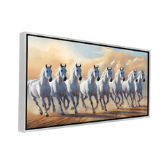 Premium 7 Running White Horses Wall Art
