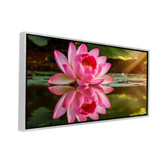 Premium Large Calming Lotus Pond Painting | Modern Floral Nature Canvas for Living Room
