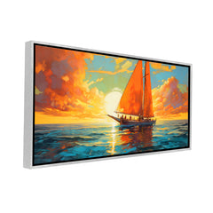 Premium Abstract Sunset Sailboat Canvas Art
