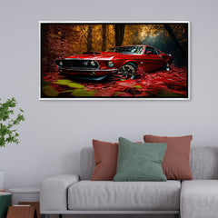 Vibrant Fall Landscape Automotive Premium Canvas Painting