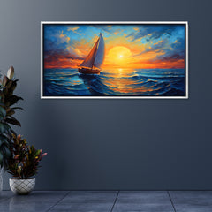 Premium Impressionist Sunset Sailboat Canvas Art