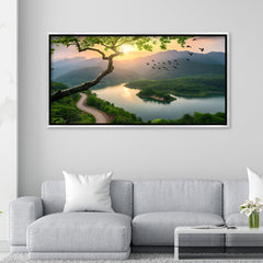 Golden Hour Mountain Lake premium Canvas Painting