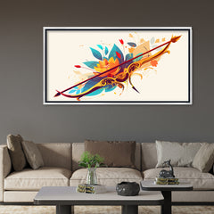 Premium Luxury Gilded Bow and Arrow Abstract Wall Art | Vibrant Fluid Art Archery Canvas Print