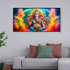 Premium Vibrant Ganesha Canvas Art | Lord Ganesh Hindu God Painting