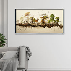Premium Surreal Floating Island Canvas Art | Detailed Miniature Landscape Bonsai Park Print