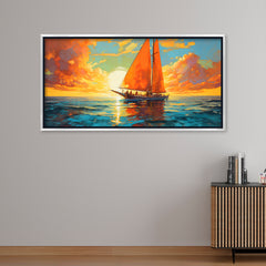 Premium Abstract Sunset Sailboat Canvas Art