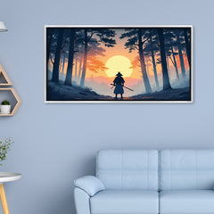 The Lone Warrior's Journey: Samurai Sunset Silhouette – Exclusive Fine Art Canvas