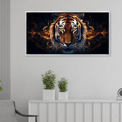 Premium Fierce Tiger Head Canvas Wall Art | Dramatic Dark Animal Portrait