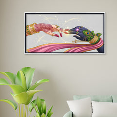 Premium Radha Krishna Hands Canvas Art | Divine Love Spiritual Wall Decor