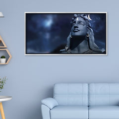 Premium Adiyogi Shiva Statue Canvas Art | Lord Shiva Wall Decor Painting