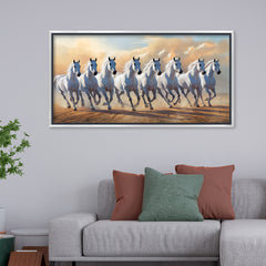 Premium 7 Running White Horses Wall Art