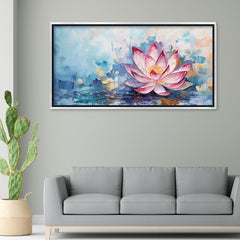 Premium Pink Lotus Flower Painting | Serene Textured Canvas Wall Art | Ready to Hang