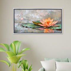 Premium Luxury Textured Lotus Flower Canvas  Painting