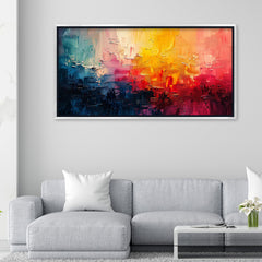 Textured Impasto Abstract Art | Yellow, Red, Blue Modern Framed Canvas
