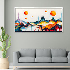 Premium Vibrant Abstract Fluid Art Landscape Canvas | Modern Dripping Paint Surreal Planets Wall Art