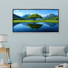 Premium Vibrant Green Tree of Life Canvas Painting