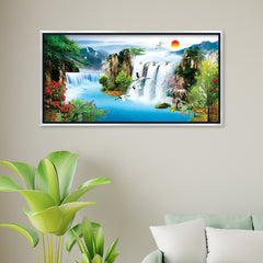 Premium Stunning Waterfall Nature Scenery of Colorful Canvas Wall Paintings & Arts