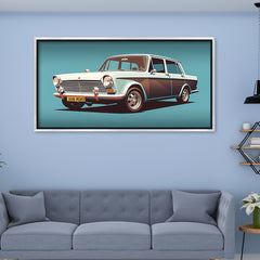 Cruising Style: Nostalgic Vintage Car Illustration – Gallery Grade Retro Wall Art