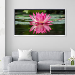 Premium Pink Lotus Flower Wall Art | Serene Water Reflection Canvas Print for Home Decor